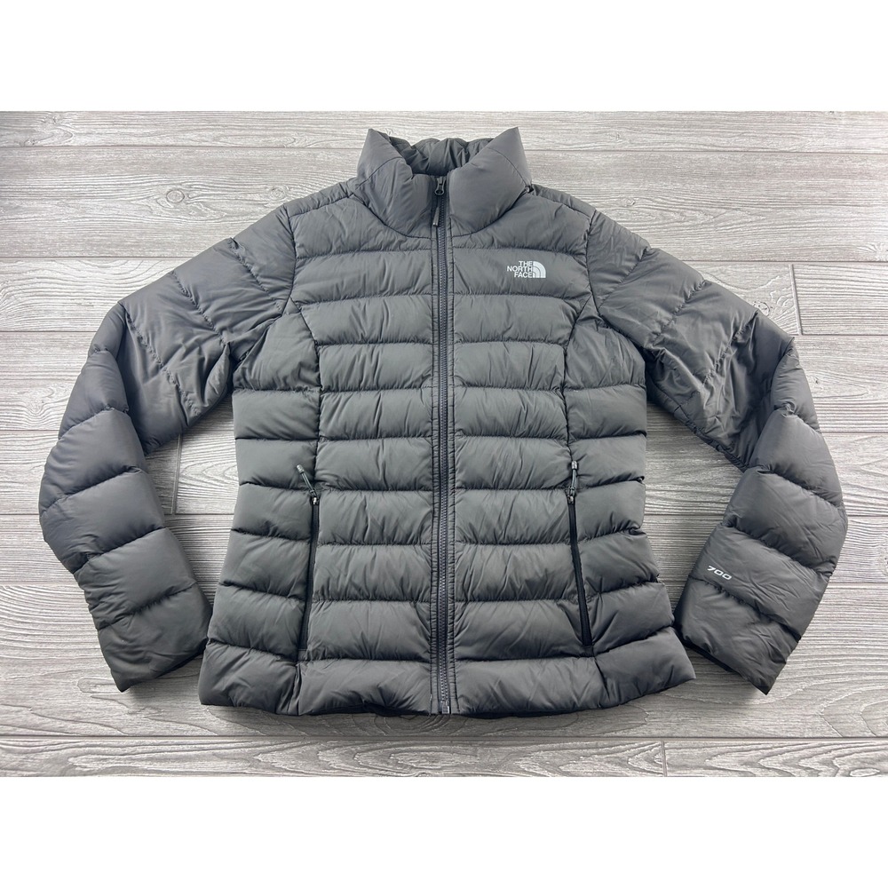 The North Face 700 Down Puffer Jacket Womens Medium Gray Full Zip Insulated